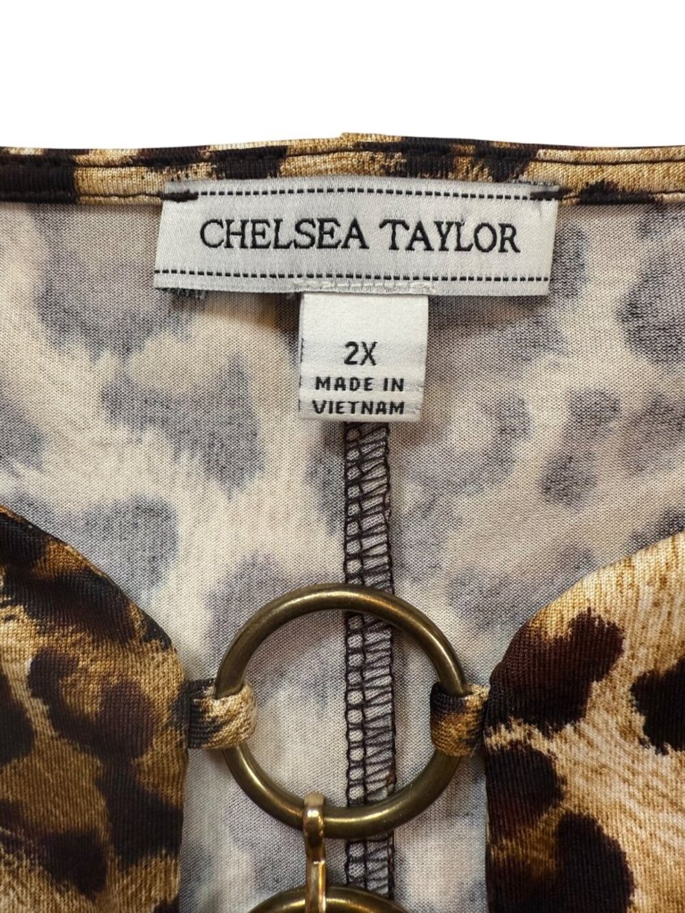 Chelsea Taylor Womens 2X Cheetah Print Dress Gold Rings Animal Print (bin LL179) - Picture 3 of 8